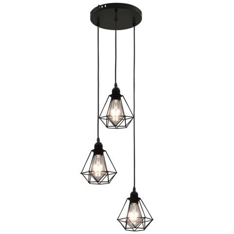 Lampadario Con Design Diamante Nero 3 Lampadine E27 - Foto 6