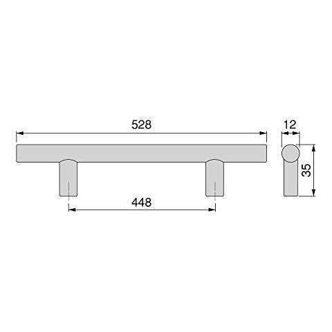 9164251 Maniglia Per Mobile Diametro Ø12mm, Cc 448mm, Acciaio, Nichel Satinato, Set Di 10 - Foto 5