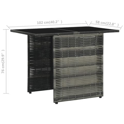 Set Da Bistrot 3 Pz Con Cuscini In Polyrattan Grigio - Foto 2