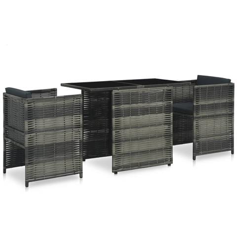 Set Da Bistrot 3 Pz Con Cuscini In Polyrattan Grigio - Foto 1