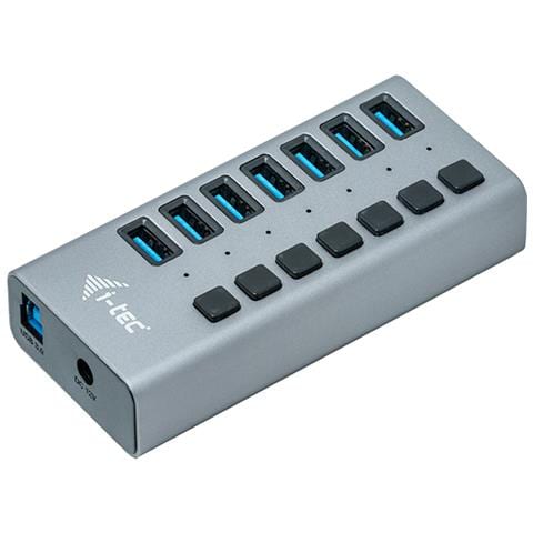 HUB di Ricarica Universale 7 Porte USB-A 3.0 Interno Grigio + Adattatore di Alimentazione 36 W - Foto 1