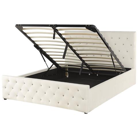 Letto Una Piazza E Mezzo Velluto Beige 160 X 200 Amiens - Foto 13