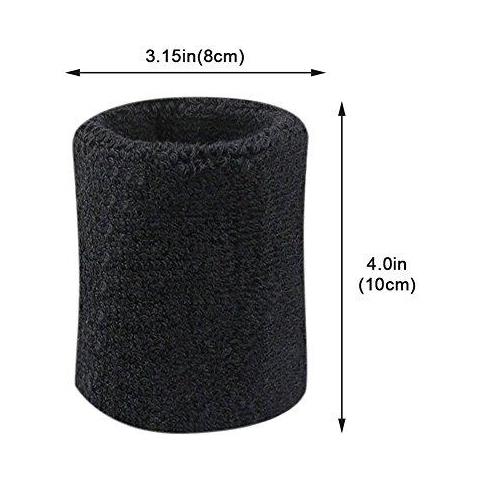 Sweatband Polso Sweatband 2 Pack 4 Pollici Sport Parasudore Wristband Morbido Cotone Addensare Per Tennis Ginnastica Calcio Basket Correre Sport Atletici (nero) - Foto 3