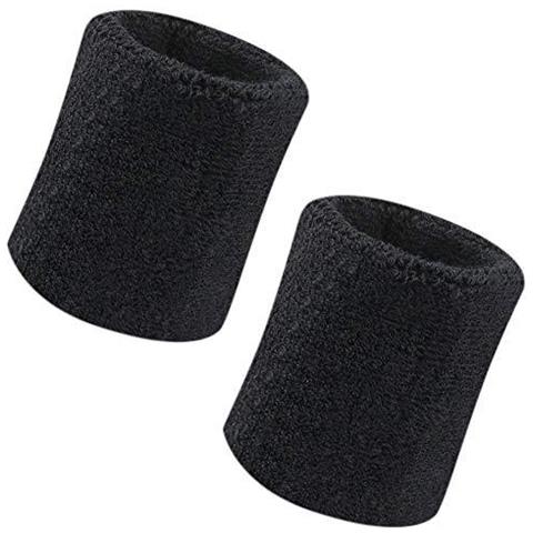 Sweatband Polso Sweatband 2 Pack 4 Pollici Sport Parasudore Wristband Morbido Cotone Addensare Per Tennis Ginnastica Calcio Basket Correre Sport Atletici (nero) - Foto 1