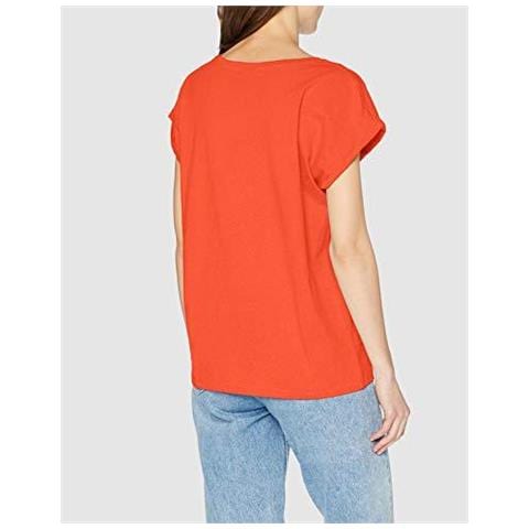 Signore Di Donne Della Spalla Esteso Tee Base Capsleeves Shortsleeve T-shirt Top Con Girocollo Bloodorange Xs - Foto 2