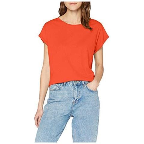 Signore Di Donne Della Spalla Esteso Tee Base Capsleeves Shortsleeve T-shirt Top Con Girocollo Bloodorange Xs - Foto 1