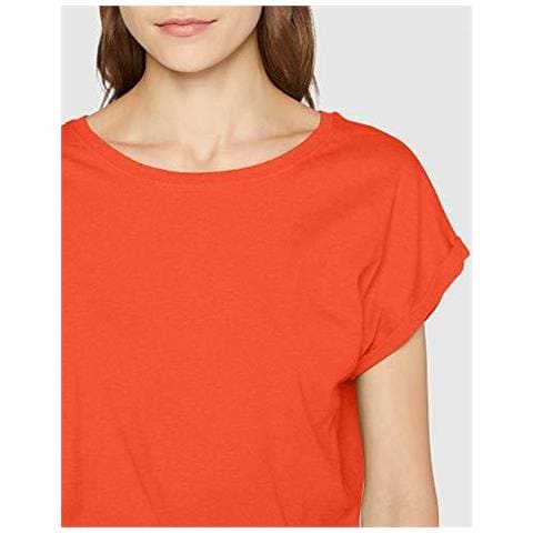 Signore Di Donne Della Spalla Esteso Tee Base Capsleeves Shortsleeve T-shirt Top Con Girocollo Bloodorange Xs - Foto 4