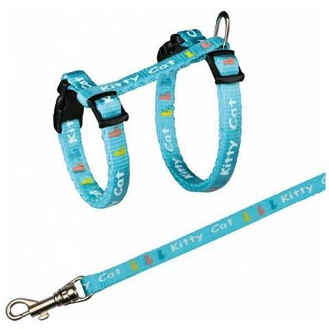TRIXIE 4181 Blu Nylon Gatto Pettorina con guinzaglio imbracatura per animali domestici - Foto 1