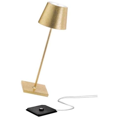 Lampada A Led Da Tavolo Poldina Pro Foglia Oro Ricaricabile E Dimmerabile Con Batteria Fino A 12 Ore - Foto 1