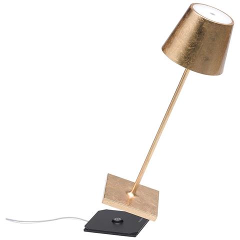 Lampada A Led Da Tavolo Poldina Pro Foglia Oro Ricaricabile E Dimmerabile Con Batteria Fino A 12 Ore - Foto 4