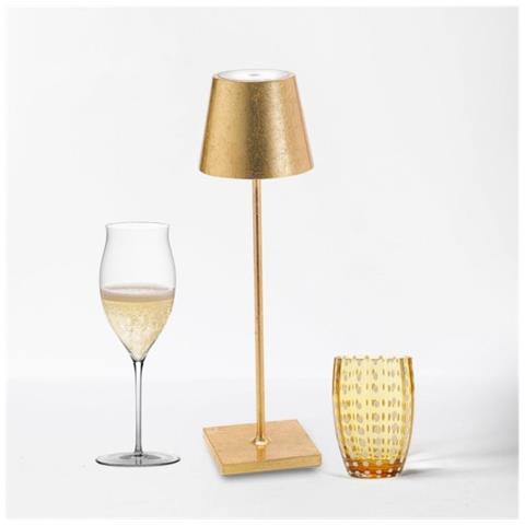 Lampada A Led Da Tavolo Poldina Pro Foglia Oro Ricaricabile E Dimmerabile Con Batteria Fino A 12 Ore - Foto 2