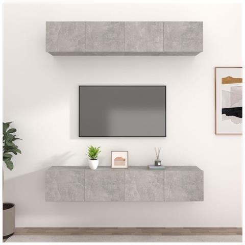 Mobili Tv 4 Pz Grigio Cemento 80x30x30 Cm In Legno Multistrato - Foto 7