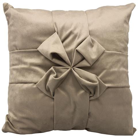 Cuscino Arredo Imbottito Sfoderabile In Velluto Con Fiocco Colore Tortora Josel In Tinta Unita - Foto 1
