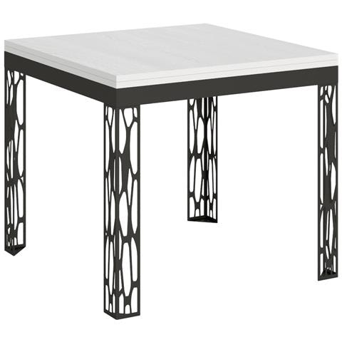 Tavolo Apribile 90x90/180 Cm Ghibli Libra Telaio Antracite - Bianco Frassino - Foto 4