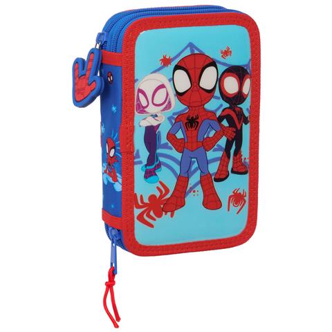 Astuccio Doppio Spidey Rosso Azzurro 12.5 X 19.5 X 4 Cm (28 Pezzi) - Foto 1