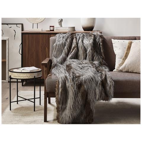 Coperta Asdad Tessuto 180 X 220 Cm Marrone - Foto 1