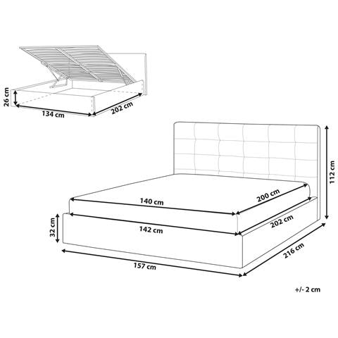 Letto Contenitore Velluto Lorient 140 X 200 Cm Grigio Chiaro - Foto 2