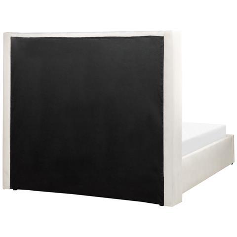 Letto Matrimoniale Contenitore Velluto Bianco Sporco 140 X 200 Cm Lubbon - Foto 2