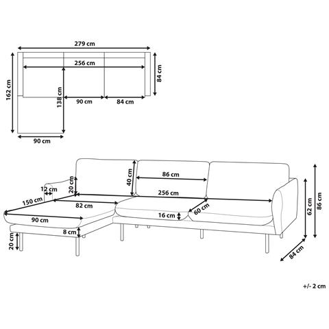 Divano Angolare 4 Posti Vinterbro Velluto Beige Lato Destro - Foto 2