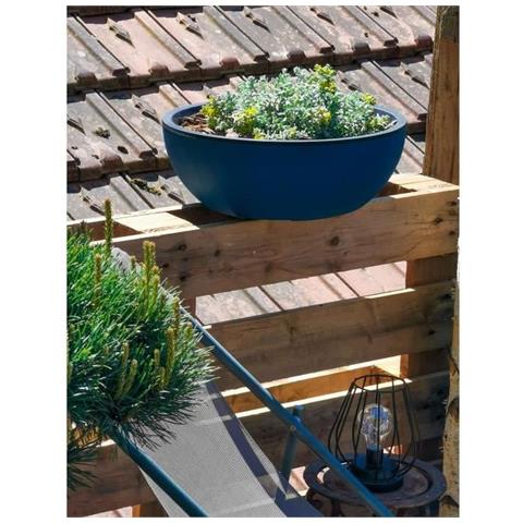 Fioriera Rotonda Coupe Granit - Plastica Ø 40 Cm - Blu - Foto 1