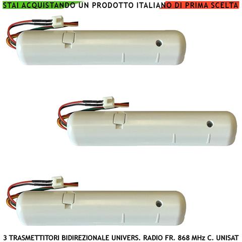 Trasmettitore Wireless Bidirezionale 3 Pezzi Frequenza 868 Mhz Portata 300 Metri Codifica Unisat Anticollisione Anti J - Foto 1