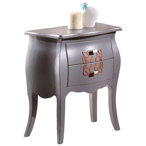 Comodino Bombato Legno Grigio Spigolato 50x30x60 - Foto 1