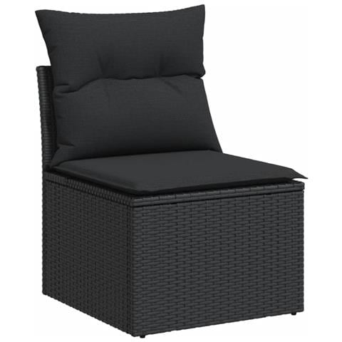 Set Divani Da Giardino 9 Pz Con Cuscini Nero In Polyrattan - Foto 3