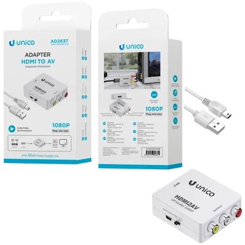 Adattatore Convertitore Da Rca A Hdmi Audio Video Av 1080p Full Hd Bianco - Foto 1