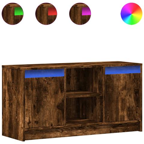 Mobile Porta TV con LED Rovere Fumo 100x34x50 cm in Truciolato - Foto 1