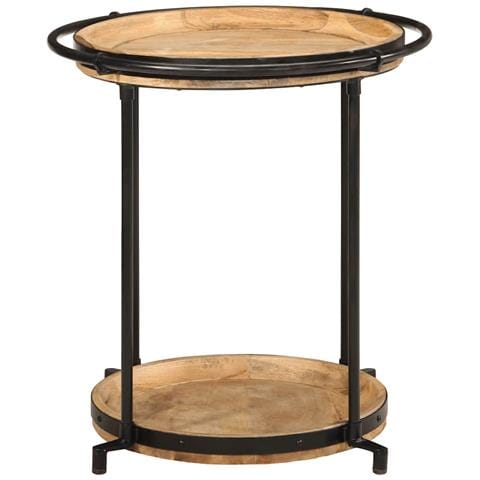 Tavolino da Salotto Ø55x60 cm in Legno Massello di Mango - Foto 1