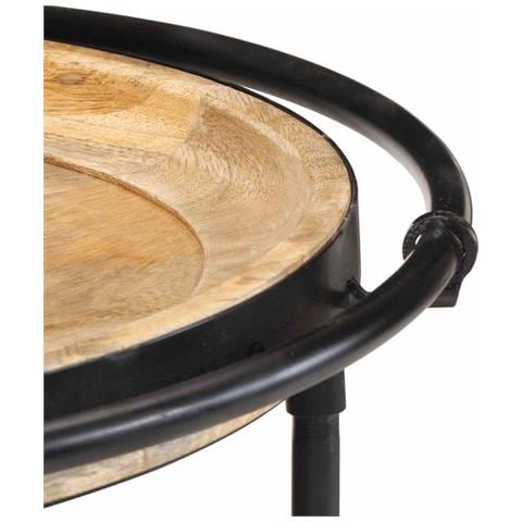 Tavolino da Salotto Ø55x60 cm in Legno Massello di Mango - Foto 9