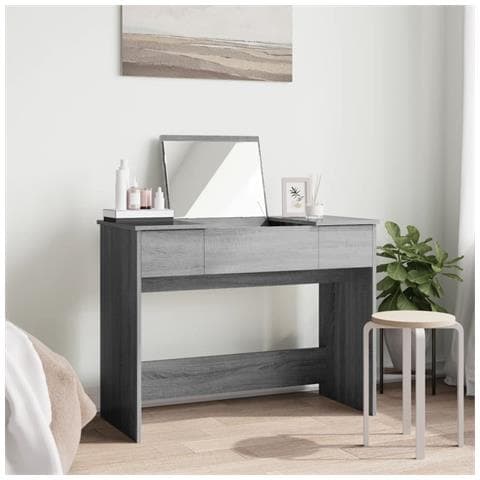 Toeletta Con Specchio Grigio Sonoma 100x45x76 Cm - Foto 3
