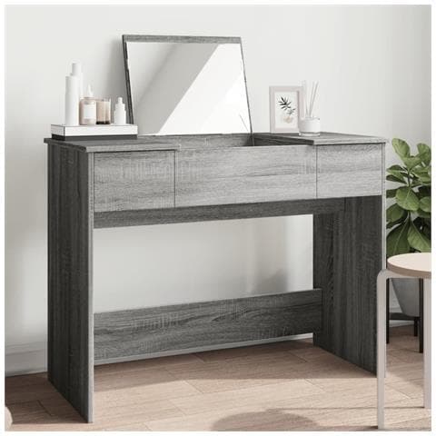Toeletta Con Specchio Grigio Sonoma 100x45x76 Cm - Foto 1