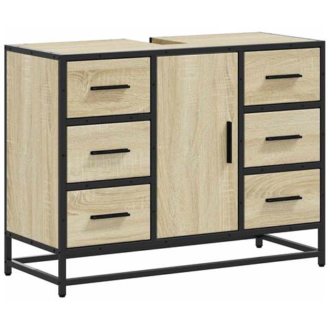 Mobile Lavabo Bagno Rovere Sonoma 60x30x60 Cm Legno Multistrato - Foto 2