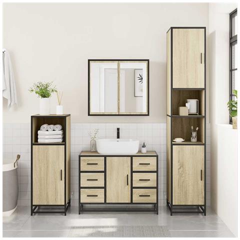 Mobile Lavabo Bagno Rovere Sonoma 60x30x60 Cm Legno Multistrato - Foto 3