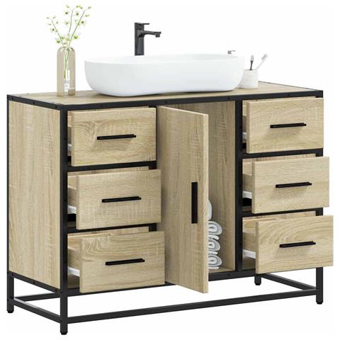 Mobile Lavabo Bagno Rovere Sonoma 60x30x60 Cm Legno Multistrato - Foto 1