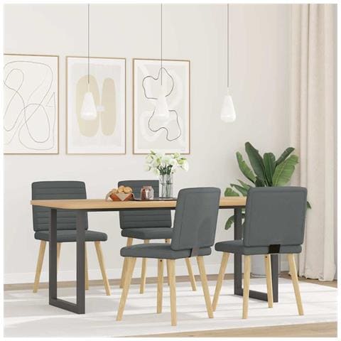 Sedie Da Pranzo 4 Pz Grigio Scuro In Tessuto - Foto 2