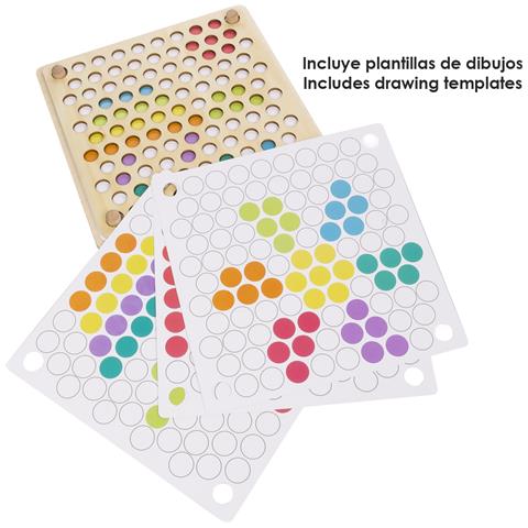 Tabella Montessori In Legno Per Creare Mosaici Multicolori. Crea Disegni Liberamente O Seguendo I Modelli. - Foto 2