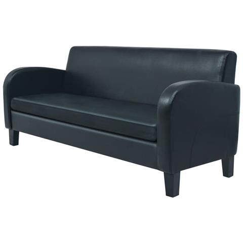 Lusso Casadino - Divano A 3 Posti In Pelle Sintetica Nero - Foto 2