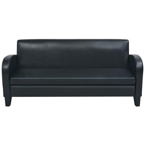 Lusso Casadino - Divano A 3 Posti In Pelle Sintetica Nero - Foto 1