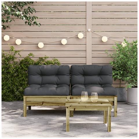 Lusso Casadino - Divani Giardino Senza Braccioli Con Cuscini 2pz Pino Impregnato - Foto 2