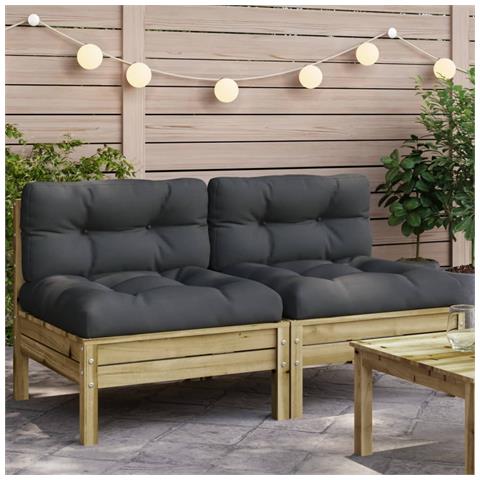 Lusso Casadino - Divani Giardino Senza Braccioli Con Cuscini 2pz Pino Impregnato - Foto 8