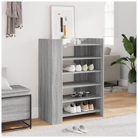 Lusso Casadino -  Scarpiera Grigio Sonoma 74,5x37,5x100 Cm In Legno Multistrato - Foto 8