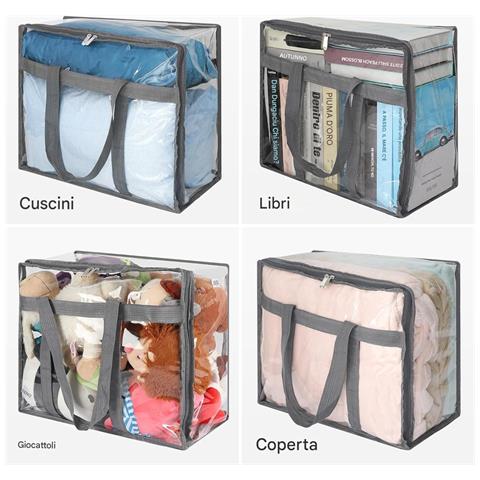 Set 4 Sacchetti Trasparenti In Pvc 45x38x23 Cm Con Cerniere E Manici Rinforzati - Foto 5