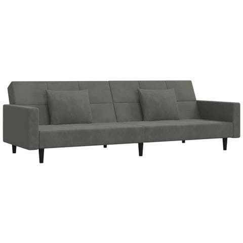 Divano Letto a 2 Posti con 2 Cuscini Grigio Scuro in Velluto - Foto 1