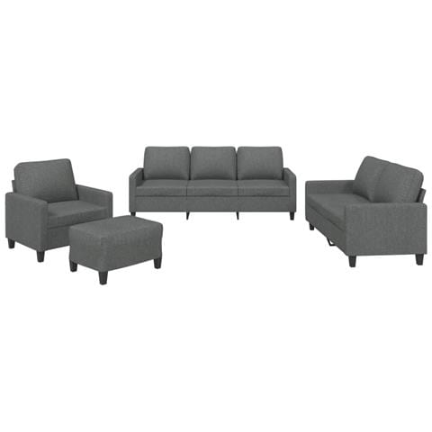Set di Divani 4 pz con Cuscini Grigio Scuro in Tessuto - Foto 1