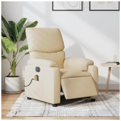 Poltrona Reclinabile Massaggiante Elettrica Crema in Tessuto - Foto 2
