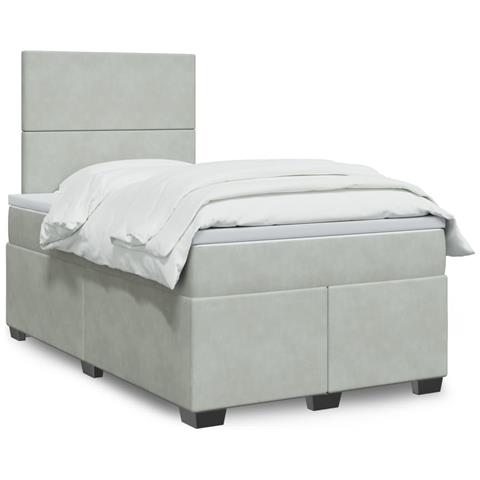 Giroletto a Molle con Materasso Grigio Chiaro 120x200cm Velluto - Foto 2