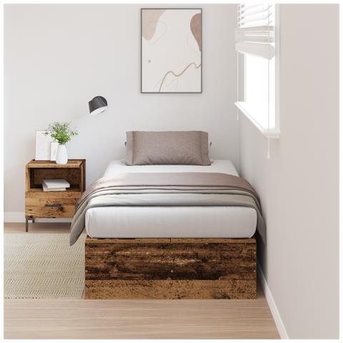 Struttura Letto con Contenitore in Legno Vintage 100x200 cm - Foto 2