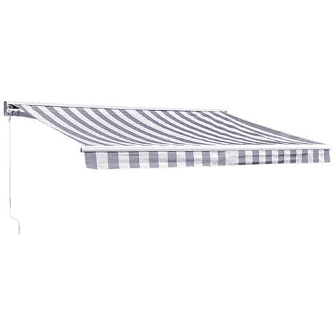 Tenda Saule 3,5 × 3 M Con Semicupola - Tessuto A Righe Bianco /grigio E Struttura Bianca - Foto 1